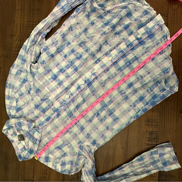 Pilcro Anthropologie Blue Tie Dye Buttondown Shirt X-Small XS - Picture 9 of 10